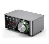 Jkjlorey 50W + 50W 100W Bluetooth 5.0 Amplifier Digital Audio Power Amp Class D USB AUX TF Home Theater HiFi Stereo Silver Gray