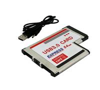 Jkjlorey 54mm to USB 3.0 X 2 Port Expresscard PCI-E to USB Adapter Converter Express Card 2 Ports Express Card Adapter for Laptop Notebook