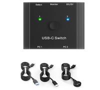 Jkjlorey 8K USB C KVM Switch USB C SWITCH 2 in1 OUT 8K@30Hz 4K@120Hz PD 100w 10Gbps Data Transmission
