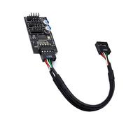 Jkjlorey 9Pin USB Hub Connector USB Splitter 1 to 3 USB2.0 9Pin Header Board Cable for Water Cooling for RGB LED Fan Speed Test Black