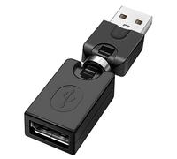 Jkjlorey Black USB 2.0 Male To USB Female 360 Degree Rotation Angle Extension Adapter