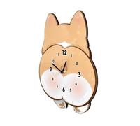 Jkjlorey Cartoon Dog Corgi Rocking Clock Room and Bedroom Decorative Clock Cute Silent Wall Clock