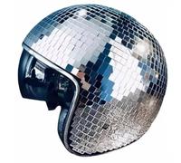 Jkjlorey Disco Ball Helmet Glitter Mirrors Glass Punk Costume Hat with Retractable Visor Disco Ball Hat for Bar DJ Club Supplies