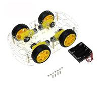 Jkjlorey DIY Robot Smart Car Chassis Kit for Drive Controller Board Stepper Motor Speed Encoder, 4 Wheel and Battery Box