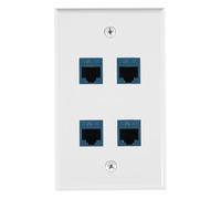Jkjlorey Ethernet Wall Plate 4 Port Wall Plate Female-Female Compatible with for Cat7/6/6E/5/5E Ethernet Devices -Blue