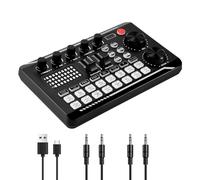 Jkjlorey F998 Live Sound Card Audio Mixer Podcast, Voice Changer for Sound Effects Board for Microphone Karaoke