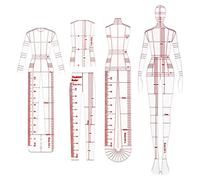 Jkjlorey Fashion Illustration Rulers Sketching Templates Ruler Sewing Humanoid Patterns Design Clothing Measuring,Type B