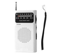 Jkjlorey Full-Band Small Portable Radio Mini AM FM Pointer Pocket Radio for Running Compaing Travel Analog White