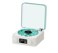 Jkjlorey KW03 Retro Vinyl Record Speaker RGB Wireless Bluetooth 5.0 Turntable Speaker Player Stereo Sound with White Noise White