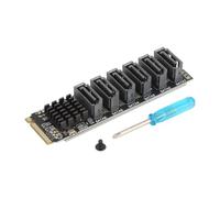 Jkjlorey M.2 to SATA3.0 Adapter Card, PCB 6Gbps High Speed ASM1166 M.2 PCIE to Expansion Card Support 6 Devices