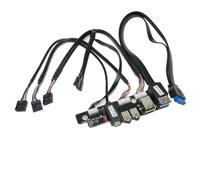 Jkjlorey Motherboard Extension Chassis Front Panel Cable 19Pin 9Pin to Type-C 2-Port USB 2.0 3.0 HD Audio 3.5mm Power Switch Cord Easy Install