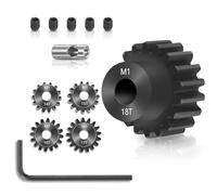 Jkjlorey Pinion Gear Set 5PCS, 14T 15T 16T 17T 18T M1 Pinion Gear Metal Hardened Steel Fit 5mm RC Motor Shaft with Hex Key
