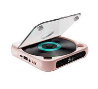Jkjlorey Portable CD Player Bluetooth Speaker, LED Screen, Stereo Player, Wall Mountable CD Music Player with FM Radio -Pink