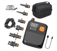 Jkjlorey Portable Paddle Board Pump 25PSI High Pressure Electric Air Compressor Pump with 6 Nozzles for Inflatable Boat Black