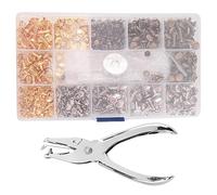 Jkjlorey Rivets for Leather, 300 Sets Double Cap Rivets 3 Sizes 3 Colors and 4 Fixing Tools DIY Leather Craft Clothes Boots Bags