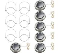 Jkjlorey Solar Jar Lid Lights, 6 Pack 20 Led String Fairy Star Firefly Jar Lids Lights,6 Hangers Included(Jars Not Included), Patio Garden Decor Solar Laterns Table Lights