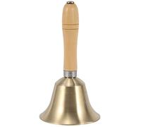 Jkjlorey Solid Brass Wooden Handle School Reception Dinner Wood Shop Hotel Hand Bell Gold