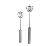 Jkjlorey Stainless Steel Semi-Automatic Whisk 2PCS for Blending, Whisking, Beating & Stirring