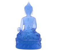 Jkjlorey Tibetan Medicine Buddha Statue,Translucent Resin Buddha Sculpture Meditation Decor Spiritual Decor Collectible -Blue