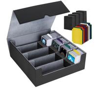 Jkjlorey Trading Card Storage Box,4 Rows Card Deck Case,Magnetic Closure Card Box for Game Cards Black&Gray