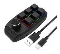 Jkjlorey USB Custom Programming Macro Knob Keyboard 6 Keys Copy Paste Mini Button for Photoshop Gaming Mechanical Keyboard Black