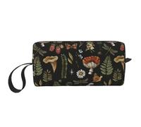 JKJOJIA 70s Retro Flower Hippie Mushroom Makeup Bag Organizer Small Cosmetic Bags Portable Travel Toiletry Bag With Handle Simple Accessories Storage Zipper Pouch For Women Girl, Vintage Mushroom