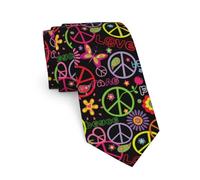 JKJOJIA Camo Orange Ties For Men Novelty Neckties Classic Fashion Men's Tie For Wedding Party Casual Gifts, Hippie Peace Sign, One Size