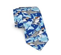 JKJOJIA Cute Cool Ties For Men Novelty Neckties Classic Fashion Men's Tie For Wedding Party Business Casual Gifts, Shark Cool Fun, One Size