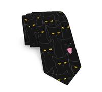 JKJOJIA Cute Cool Ties For Men Novelty Neckties Classic Fashion Men's Tie For Wedding Party Business Casual Gifts, Black Cat Pattern, One Size