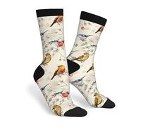 JKJOJIA Men Women Dress Novelty Socks, Funny Crazy Crew Socks Casual Gifts, Vintage Bird, One size