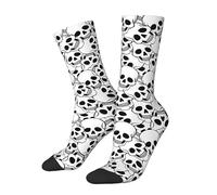 JKJOJIA Novelty Socks Cool Skull Casual Crazy Dress Socks For Unisex Hiking Running, Black and White Skull, One Size