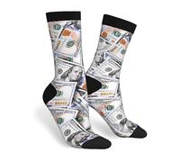 JKJOJIA Trendy Novelty Socks, Fun Crazy Crew Socks Cool Casual Dress Socks for Gifts Men Women, Novelty Dollar Money, One size