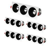 JKJZSALJ 3 Head Led Recessed,Baffle Trim,Led Recessed Light Fixtures,Cri 93,3Cct Selectable 3000K|4000K|6000K Retrofit Spotlight 21W/30W/36W/45W Set Of 5,3 * 10w-3000K