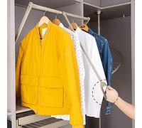 JKJZSALJ Adjustable Closet Rod - Aluminium Pull Down Wardrobe Rail For Clothes Organizer Storage System, Space Saving Design,Khaki,510to650mm