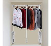 JKJZSALJ Adjustable Pull Down Closet Rod, Heavy Duty Wardrobe Lift Rail Organizer, Two-Way Buffering Hanger For Cabinet Storage System,Silver,26to35in