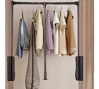 JKJZSALJ Adjustable Wardrobe Closet Rod, Lift Rail Organizer, Space-Saving Design, 550-1200Mm For Easy Access,Black,890to1200mm