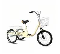 JKJZSALJ Adult Tricycle, 3 Wheel Bicycle for Seniors, Low Step-Through Frame Cruiser Trike with Front & Rear Metal Baskets, Comfort Backrest Seat
