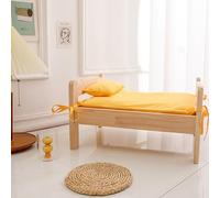 JKJZSALJ Bedroom Elevated Small Pet Bed Solid Pine Wood, Lifted Off Ground Dog Cot Moisture-Proof, Indoor Pets Shelter Extra Small Size Cats/Dogs,3-with Bedding-M- 81 * 55 * 30cm