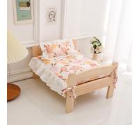 JKJZSALJ Bedroom Elevated Small Pet Bed Solid Pine Wood, Lifted Off Ground Dog Cot Moisture-Proof, Indoor Pets Shelter Extra Small Size Cats/Dogs,1-with Bedding-M- 81 * 55 * 30cm