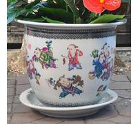JKJZSALJ Chinoiserie Ceramic Planter Hand Painted Planter Ceramic Flower Pots Chinese Oriental Bonsai Pot Decorative Plant Pots Succulent Orchid Planter With Saucer For Garden Ind,C-29 *,D,29 * 19cm