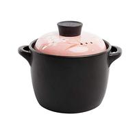 JKJZSALJ Clay Pot Earthen Pot Cooker Cookware,Deep Flower Pattern Ceramic Stockpot,Round Ceramic Casserole With Lid 2.64Quart