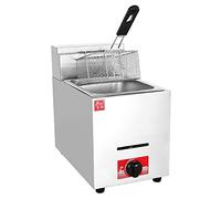 JKJZSALJ Commercial Gas Deep Fryer,Stainless Steel High Capacity Professional Countertop Kitchen Frying Machine for Restaurants,Supermarkets,Fast Food Stands,6L+1XFryer Basket