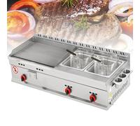 JKJZSALJ Commercial Griddle Gas Deep Fryer Stainless Steel Teppanyaki with Adjustable Temperature for Outdoor Camping and Parties