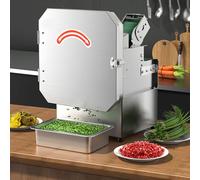 JKJZSALJ Commercial Stainless Steel Electric Vegetable Cutter With Adjustable Thickness, Widened Feed Opening For Efficient Kitchen, Restaurant, And Processing Plant Use