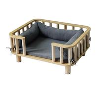 JKJZSALJ Durable Elevated Kennel Sofa With Bedding & Rails, Wood Removable Dog Cot Bed Breathable, All-Season Universal Small/Large Pet Furniture,Style 2-3XL