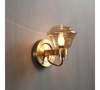 JKJZSALJ E-Dison 1-Light Modern Lighting Wall Sconce,Bathroom Vanity Wall Light With Clear Glass, Satin Brass Finish 1-Arm Retro Copper Metal Wall Lights Modern Chan,Amber,Amber