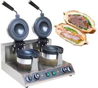 JKJZSALJ Electric Burger And Ice Cream Waffle Maker With Adjustable Temperature And Timer, Stainless Steel With Food Grade Coating For Home And Commercial Use