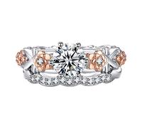 JKJZSALJ Elegant Couple Diamond Ring Set Zircon Ring Engagement Wedding Wedding Jewelry Valentine'S Day Jewelry Size S Size Name:T 1/2 Colour Name:Silver#1