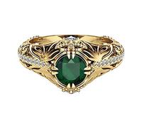 JKJZSALJ Elegant Grandmother Green Zircon Diamond Ring Engagement/Wedding Glamorous Jewelry Valentine'S Day Jewelry Size S Size Name:M Colour Name:Gold#5,Gold#3,T 1/2