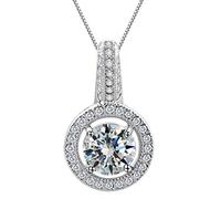 JKJZSALJ Elegant Silver Plated Clavicle Chain Round Cubic Zirconia Necklace Elegant Women Wedding Birthday Jewelry